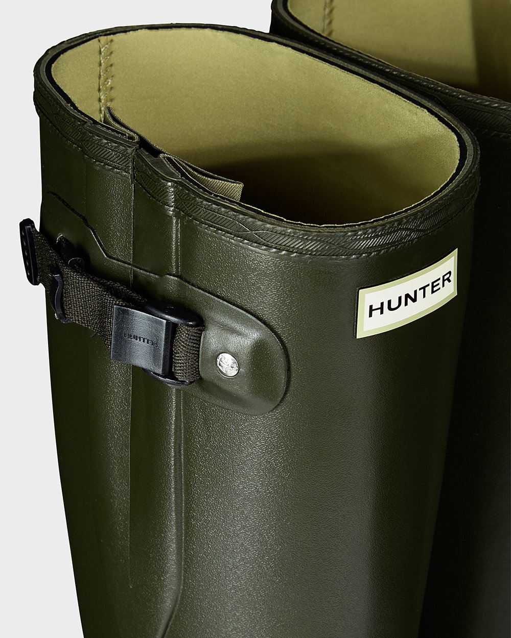 Mens Hunter Tall Rain Boots Dark Olive - Norris Field Side Adjustable Neoprene Lined - 9265380-HX